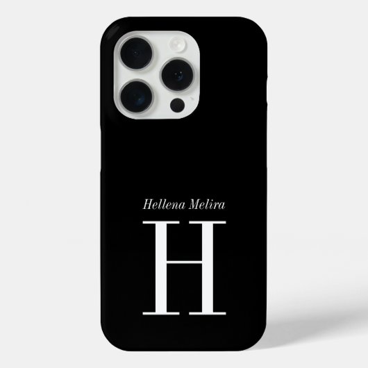 Moderne Zwarte Witte Monogram Naam Case-Mate iPhone Case (Achterkant)