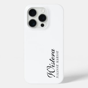 Moderne Zwarte Witte Monogram Naam iPhone 15 Pro Case