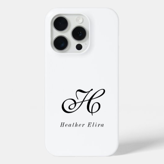 Moderne Zwarte Witte Monogram Naam Case-Mate iPhone Case (Achterkant)