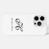 Moderne Zwarte Witte Monogram Naam Case-Mate iPhone Case (Achterkant (horizontaal))