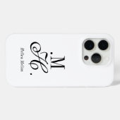 Moderne Zwarte Witte Monogram Naam Case-Mate iPhone Case (Achterkant (horizontaal))