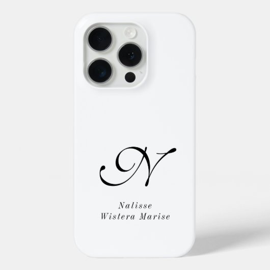 Moderne Zwarte Witte Monogram Naam Case-Mate iPhone Case (Achterkant)