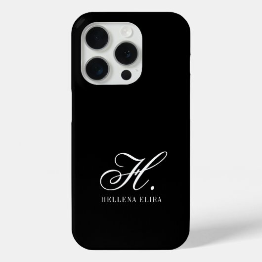 Moderne Zwarte Witte Monogram Naam Case-Mate iPhone Case (Achterkant)