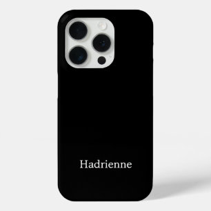 Moderne Zwarte Witte Monogram Naam iPhone 15 Pro Case