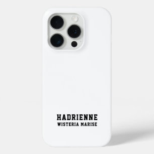 Moderne Zwarte Witte Monogram Naam iPhone 15 Pro Case