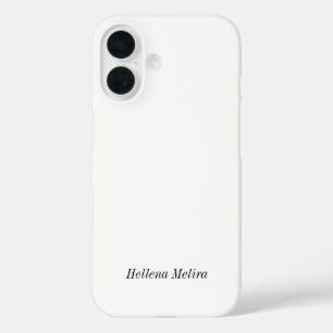 Moderne Zwarte Witte Monogram Naam iPhone 16 Hoesje
