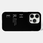 Moderne Zwarte Witte Monogram Naam Case-Mate iPhone Case (Achterkant (horizontaal))