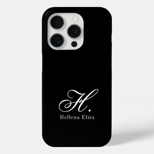 Moderne Zwarte Witte Monogram Naam Case-Mate iPhone Case (Achterkant)