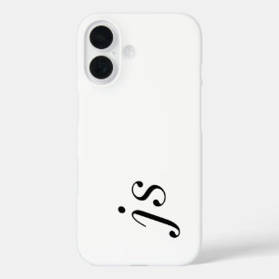 Moderne Zwarte Witte Monogram Naam iPhone 16 Hoesje