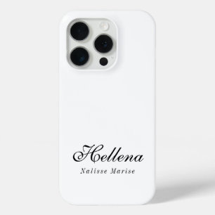 Moderne Zwarte Witte Monogram Naam iPhone 15 Pro Case