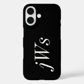 Moderne Zwarte Witte Monogram Naam Case-Mate iPhone Case (Achterkant)