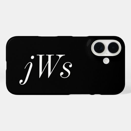 Moderne Zwarte Witte Monogram Naam Case-Mate iPhone Case (Achterkant (horizontaal))
