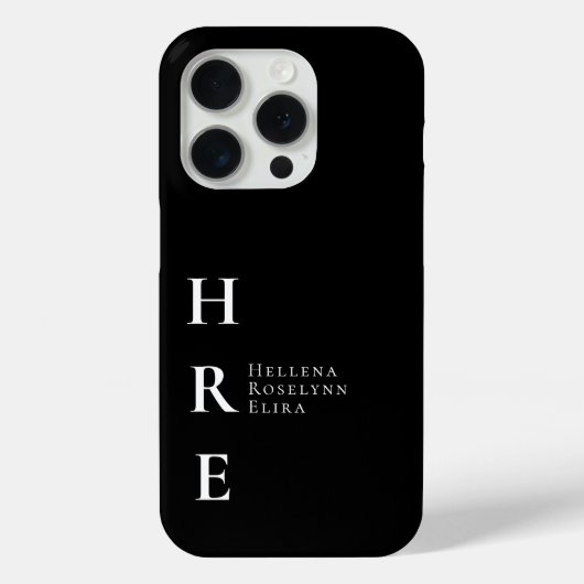 Moderne Zwarte Witte Monogram Naam Case-Mate iPhone Case (Achterkant)
