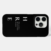 Moderne Zwarte Witte Monogram Naam Case-Mate iPhone Case (Achterkant (horizontaal))