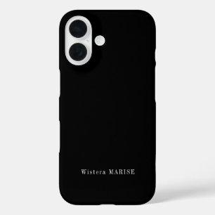 Moderne Zwarte Witte Monogram Naam iPhone 16 Hoesje
