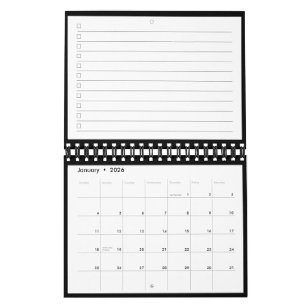 Moderne Zwarte Witte Monogram Naam Takenlijst Kalender