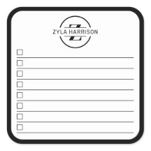 Moderne zwarte witte monogram naam takenlijst