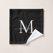 Moderne zwarte witte monogram naam van elegant bad handdoek (Wasdoekje)