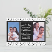 Moderne zwarte witte Muzieknoten Foto opslaan Datu (Staand voorkant)