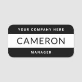 Moderne zwarte witte naam, titel en bedrijf naamplaatje (Voorkant)