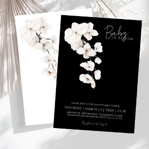 Moderne Zwarte Witte Orchidee Baby in Bloom Kaart