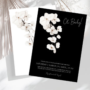 Moderne Zwarte Witte Orchidee Oh Baby Shower Kaart