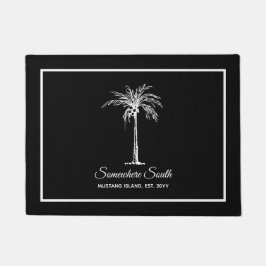 Moderne zwarte witte palmboom gepersonaliseerd deurmat