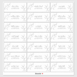 Moderne Zwarte Witte Script Botanische Gastenadres Sticker
