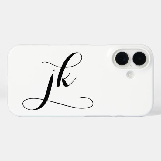 Moderne Zwarte Witte Script Monogram Naam Case-Mate iPhone Case (Achterkant (horizontaal))