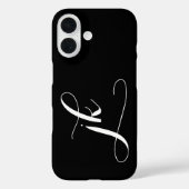 Moderne Zwarte Witte Script Monogram Naam Case-Mate iPhone Case (Achterkant)