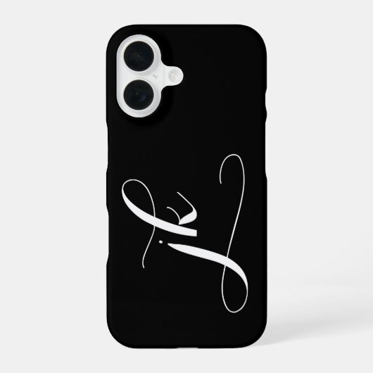 Moderne Zwarte Witte Script Monogram Naam iPhone 16 Hoesje (Achterkant)