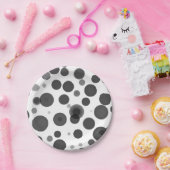 Moderne Zwarte Witte Stippen Bellen Feest Papieren Bordje (Feest)