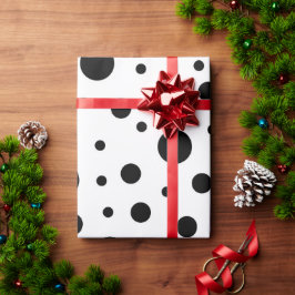 Moderne Zwarte Witte Stippen Cadeaupapier