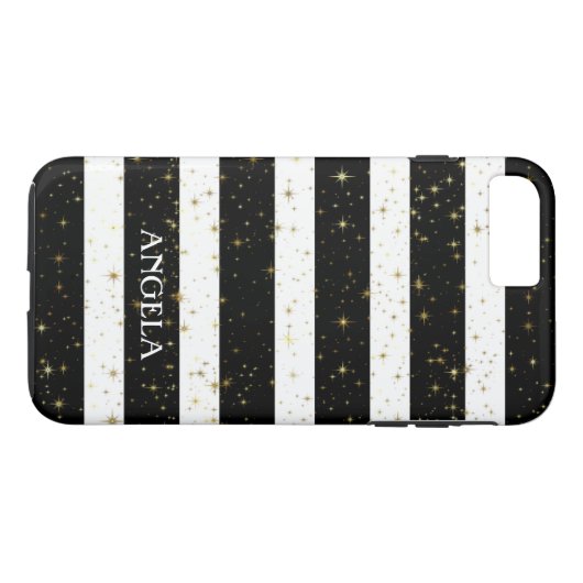 Moderne zwarte witte strepen Case-Mate iPhone case (Achterkant (Horizontaal))