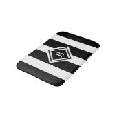 Moderne zwarte witte striped Monogram Geheugenschu Badmat (Gekanteld)