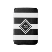 Moderne zwarte witte striped Monogram Geheugenschu Badmat (Voorkant Verticaal)
