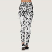 Moderne zwarte witte tekst leggings (Achterkant)