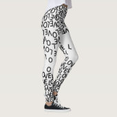 Moderne zwarte witte tekst leggings (Rechts)