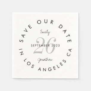 Moderne zwarte witte typografie bespaart de datum servet