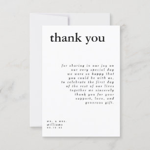 Moderne Zwarte Witte Typografie Huwelijk Bedankt Kaart