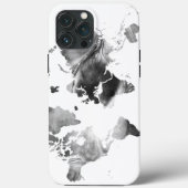 Moderne zwarte witte Waterverf Wereldkaart Case-Mate iPhone Case (Achterkant)