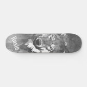 Moderne zwarte witte waterverf wolkenskateboard skateboard (Horizontaal)