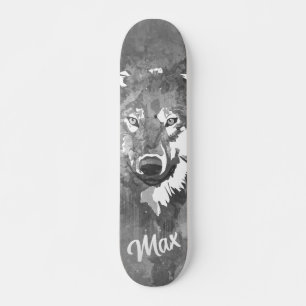 Moderne zwarte witte waterverf wolkenskateboard skateboard