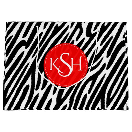 Moderne zwarte & witte Zebra Pattern afdrukken Large Cadeautasje (Voorkant)