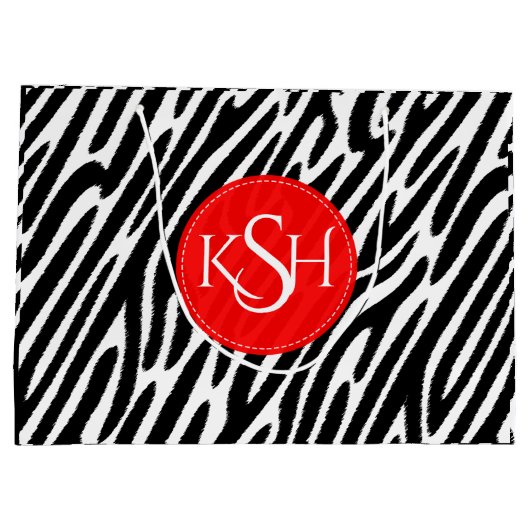 Moderne zwarte & witte Zebra Pattern afdrukken Large Cadeautasje (Achterkant)