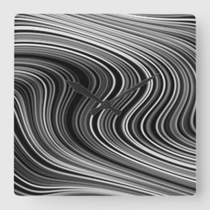 Moderne zwarte witte zilver grijze omlijnde lijnen vierkante klok