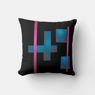 Moderne Zwarte Worpkussen Blauw Kruis Roze Lijn Ku Kussen