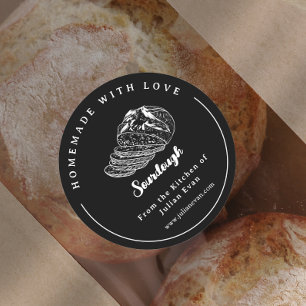 Moderne Zwarte Zelfgemaakte Bakkerij Zuurdesem Sti Ronde Sticker