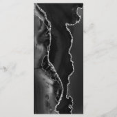 Moderne Zwarte Zilveren Agate Huwelijk Menu (Achterkant)