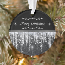Moderne Zwarte Zilveren Glitter Script Familiebedr